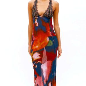Rat & Boa Sexy Floral Slip Maxi Dress Sheer - Size MEDIUM